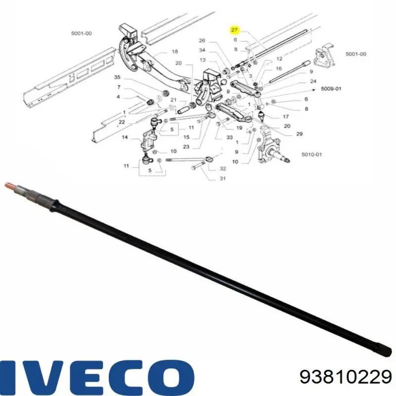 Comprar 93810229 Iveco Barra de torsión delantera izquierda