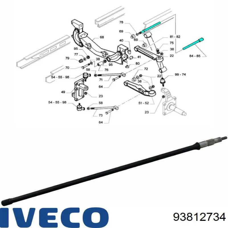 Barra de torsión delantera derecha Iveco 93812734 precio, desde 134,76 EUR