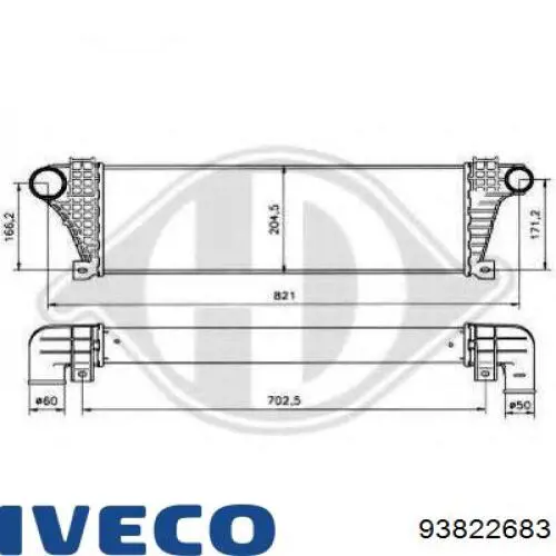 93822683 Iveco radiador de aire de admisión