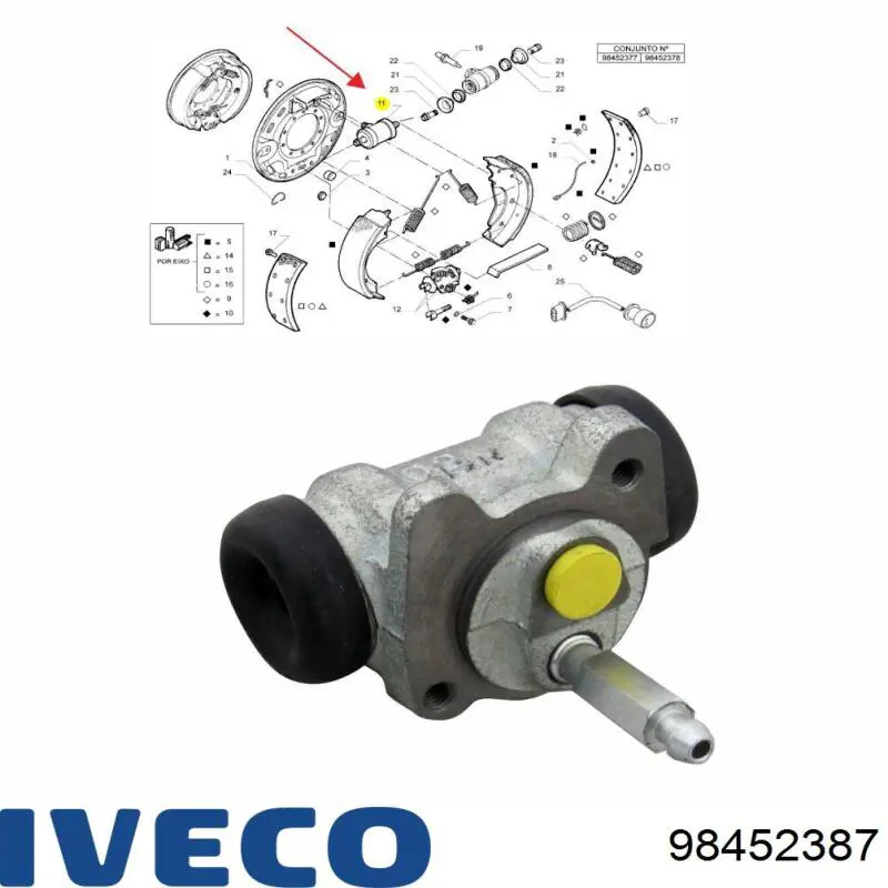 98452387 Iveco cilindro de freno de rueda trasero