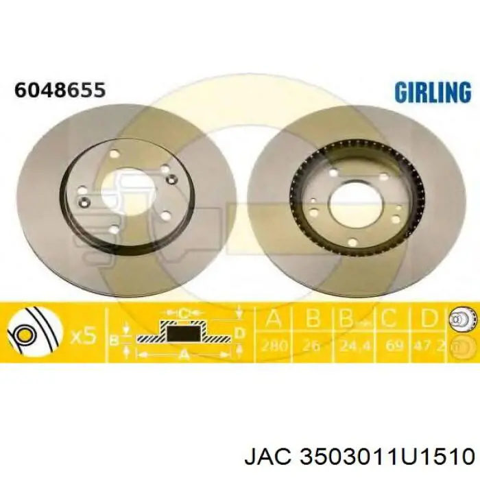 Disco de freno 3503011U1510 JAC