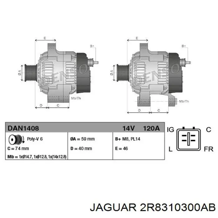 2R8310300AA Ford alternador