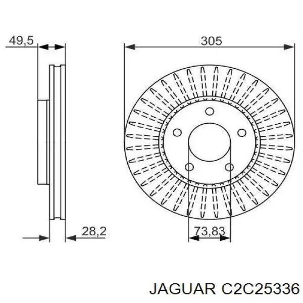 C2C25336 Jaguar freno de disco delantero