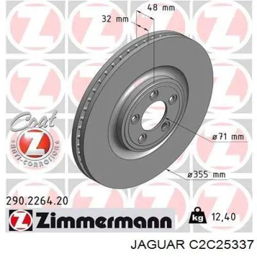 Comprar C2C25337 Jaguar Freno de disco delantero