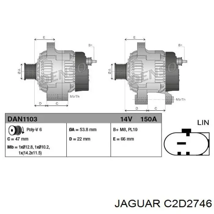 C2D2746 Jaguar alternador