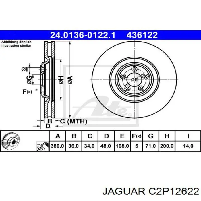 C2P12622 Jaguar freno de disco delantero