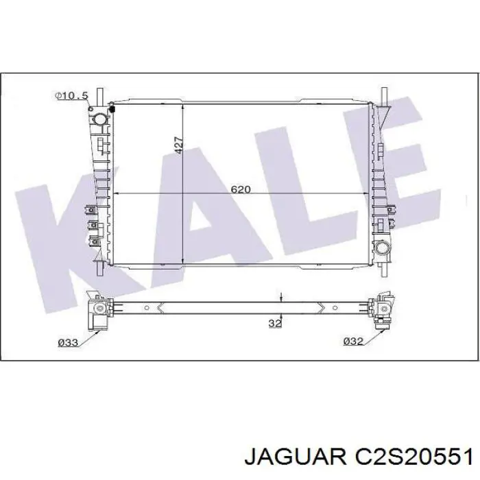 C2S20551 Jaguar radiador refrigeración del motor