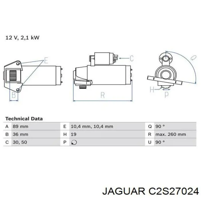C2S27024 Jaguar motor de arranque