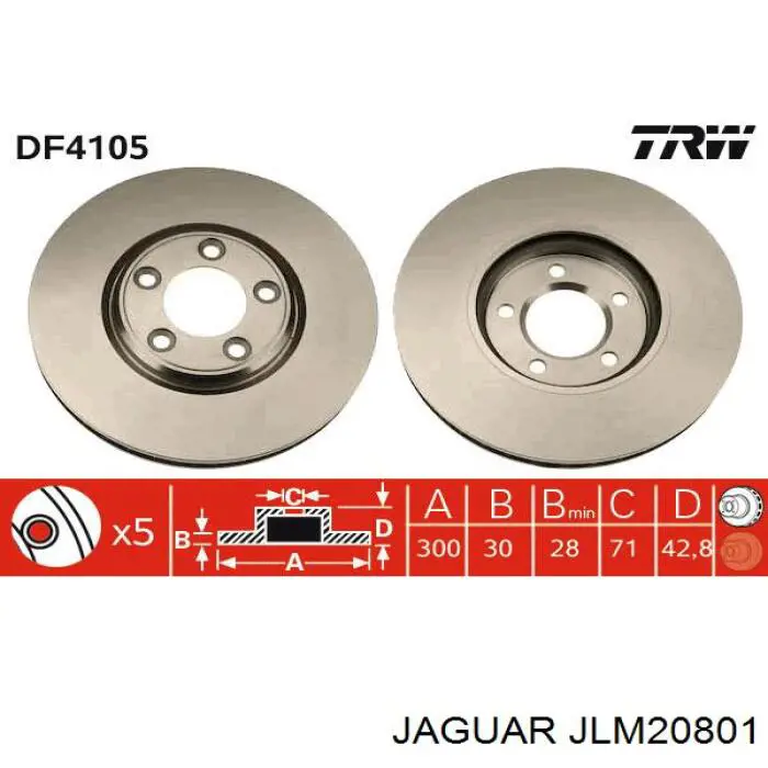 JLM20801 Jaguar disco de freno delantero