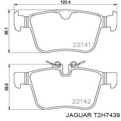 Pastillas traseras de freno Jaguar T2H7439 precio, desde 22,81 EUR