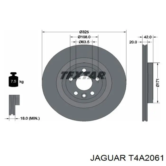 Disco de freno trasero T4A2061 Jaguar