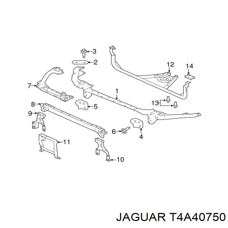 T4A40750 Jaguar Soporte de radiador superior (panel de montaje para foco)