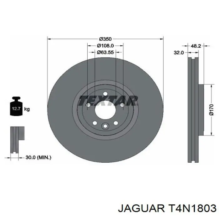 T4N1803 Jaguar disco de freno delantero