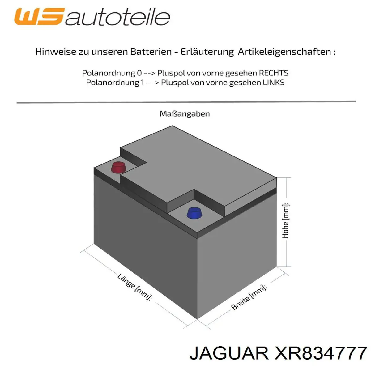 Batería de arranque Jaguar XR834777 precio, desde 132,63 EUR