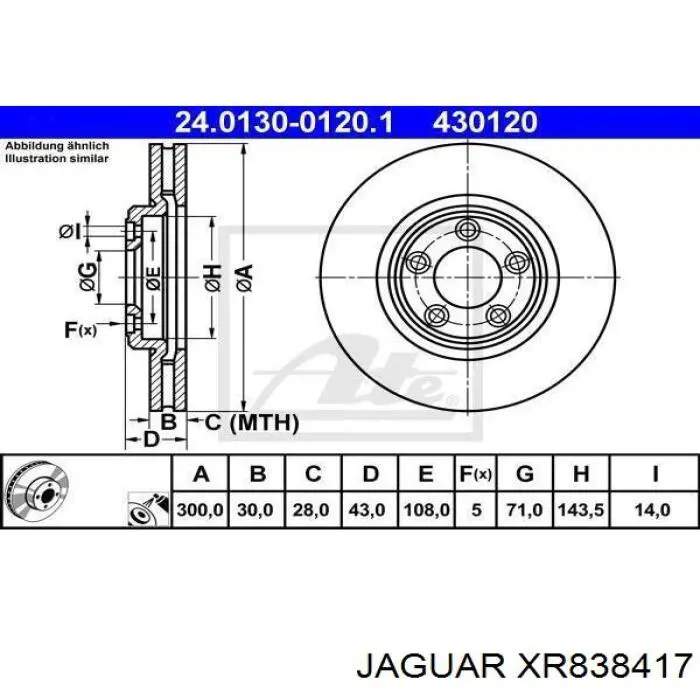 XR838417 Jaguar freno de disco delantero