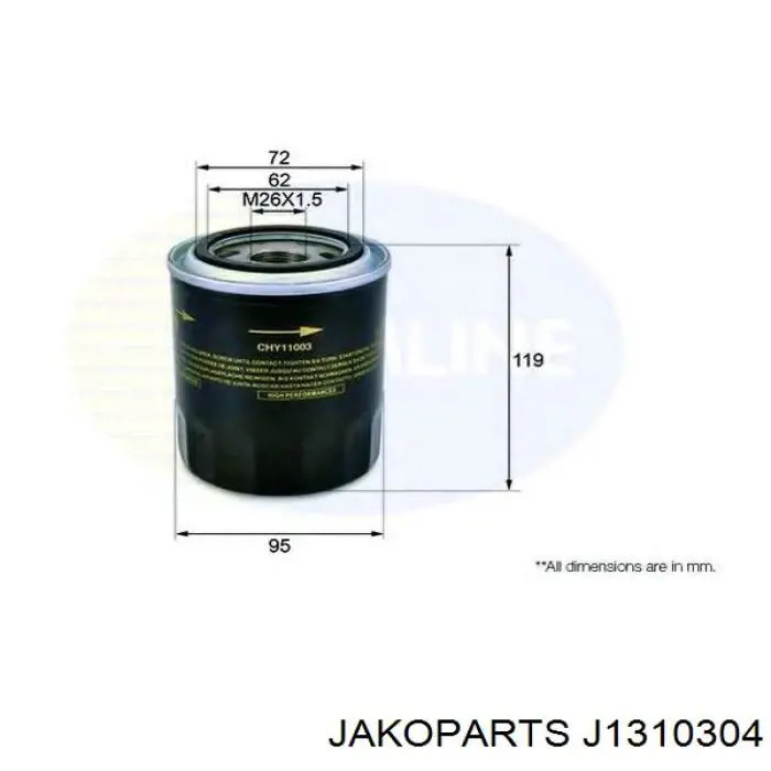 Comprar J1310304 Jakoparts Filtros de aceite