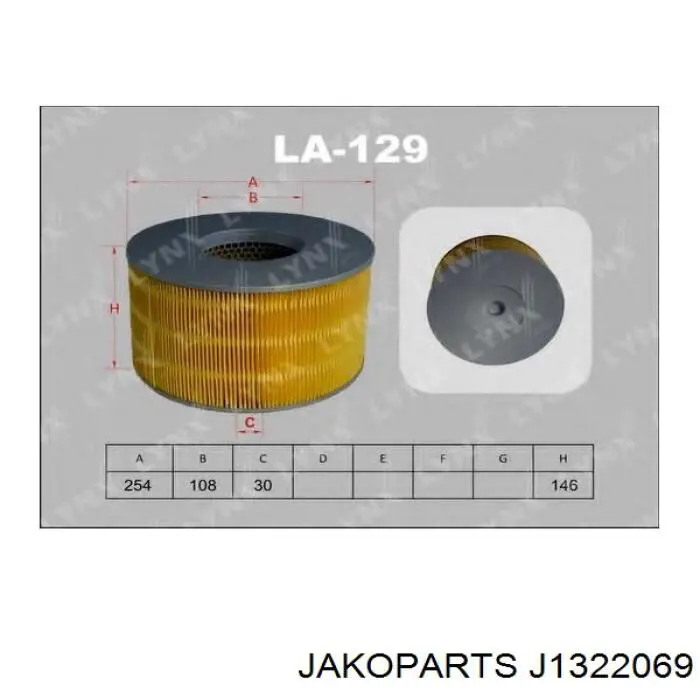 J1322069 Jakoparts filtro de aire