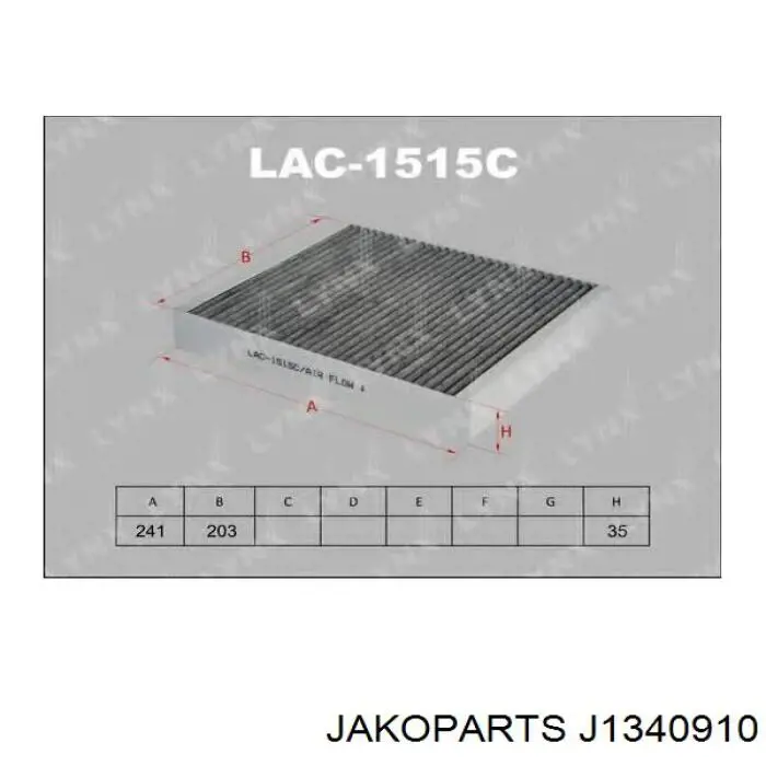Comprar J1340910 Jakoparts Filtro de aire del habitáculo