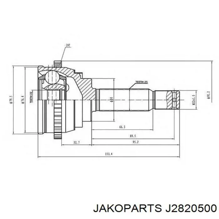 J2820500 Jakoparts junta homocinética exterior delantera