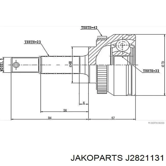 J2821131 Jakoparts junta homocinética exterior delantera