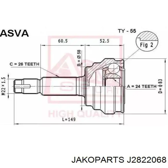 J2822068 Jakoparts junta homocinética exterior delantera