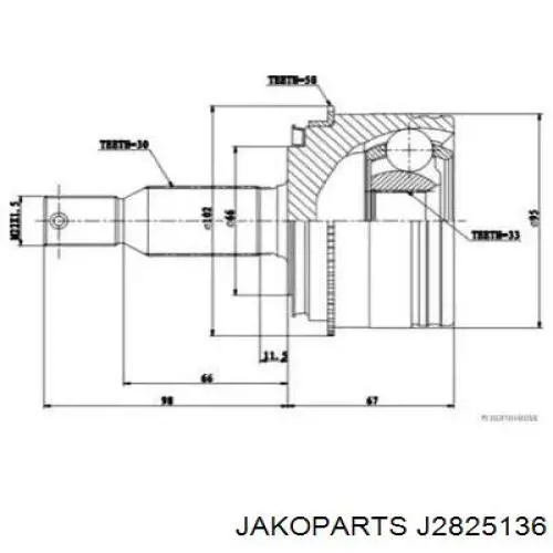 J2825136 Jakoparts junta homocinética exterior delantera