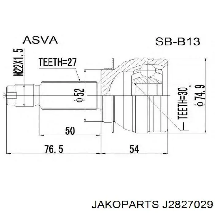 J2827029 Jakoparts junta homocinética exterior delantera