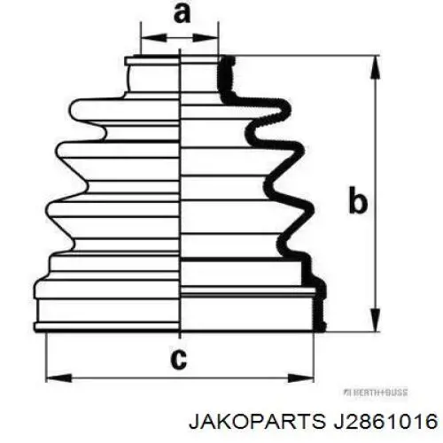 J2861016 Jakoparts fuelle, árbol de transmisión delantero exterior