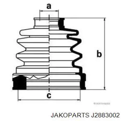 Fuelle, semieje delantero interior Jakoparts J2883002