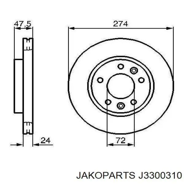 J3300310 Jakoparts disco de freno delantero