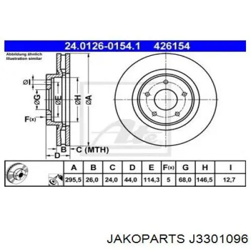 Comprar J3301096 Jakoparts Freno de disco delantero