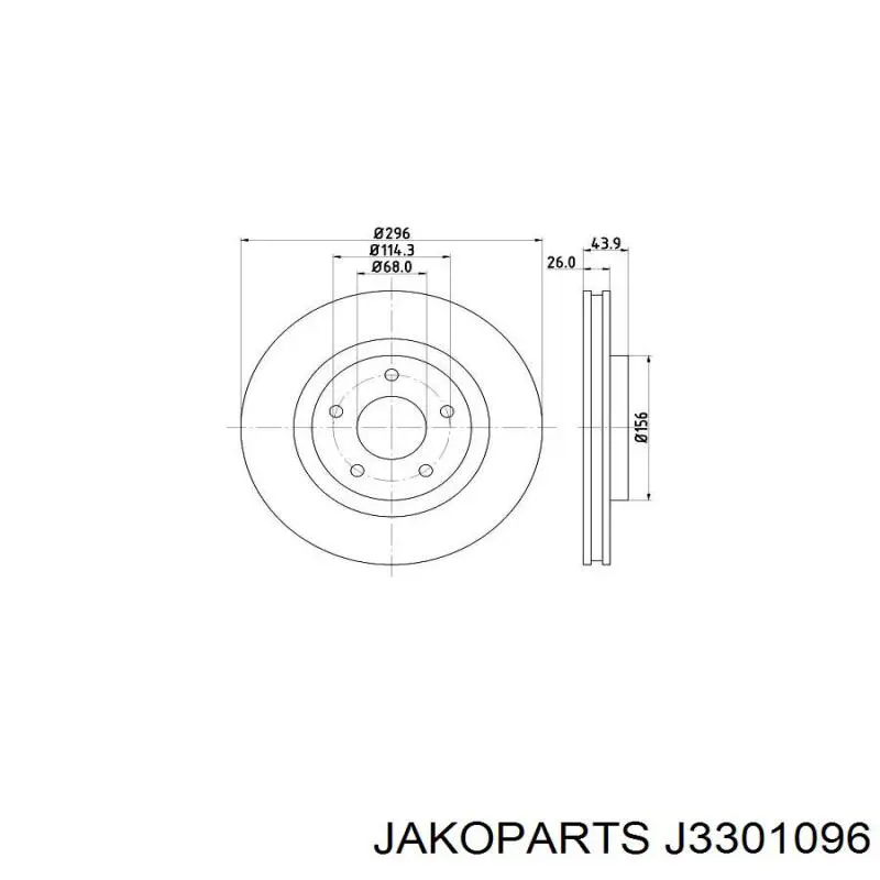 Comprar J3301096 Jakoparts Freno de disco delantero