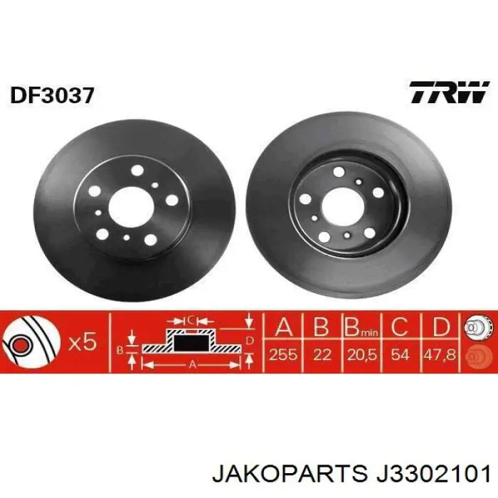 J3302101 Jakoparts disco de freno delantero