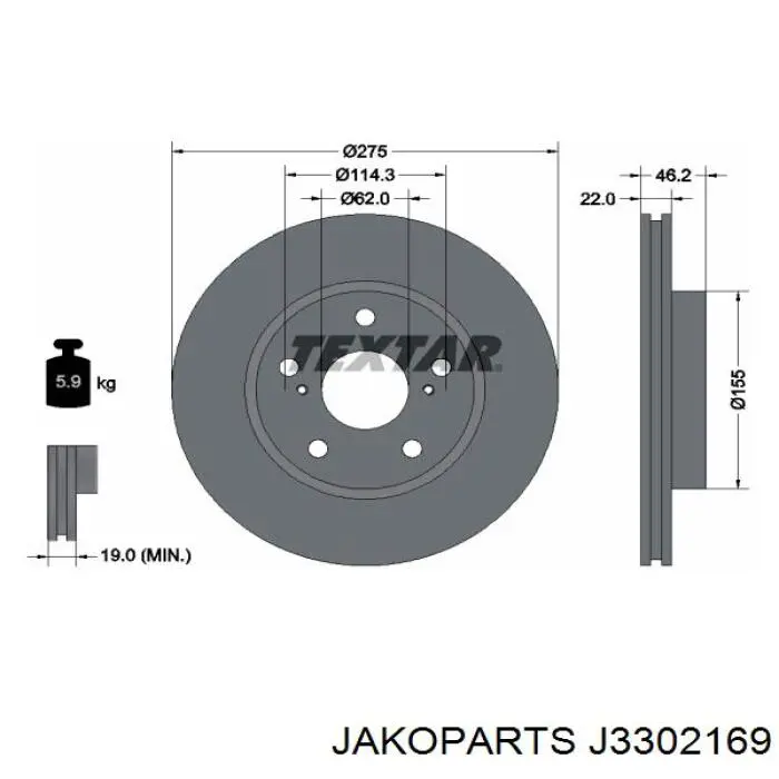 J3302169 Jakoparts disco de freno delantero