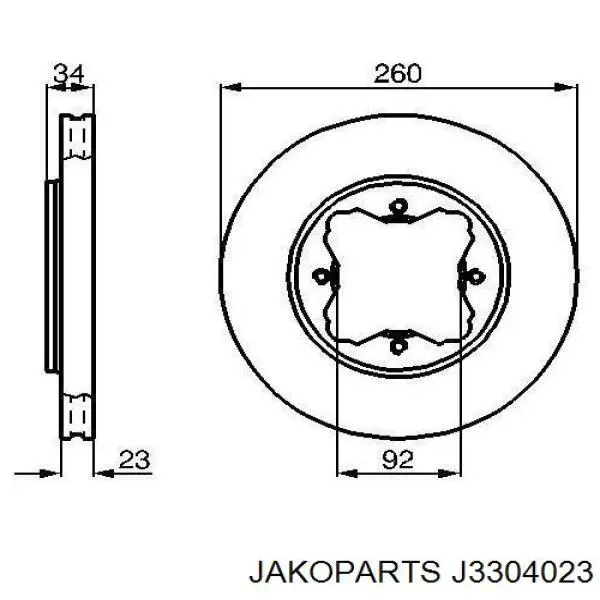 J3304023 Jakoparts freno de disco delantero