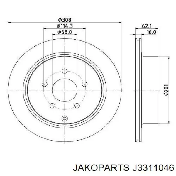 J3311046 Jakoparts disco de freno trasero