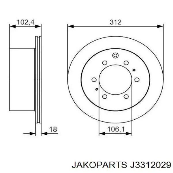 J3312029 Jakoparts disco de freno trasero