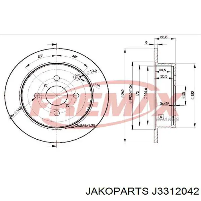 Disco de freno trasero Toyota Prius NHW20
