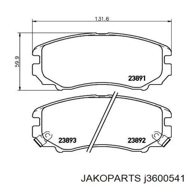 Pastillas de freno delanteras JAKOPARTS J3600541