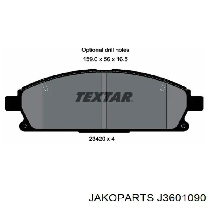 J3601090 Jakoparts pastillas de freno delanteras