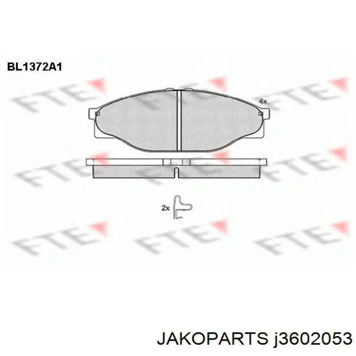 Pastillas de freno delanteras JAKOPARTS J3602053