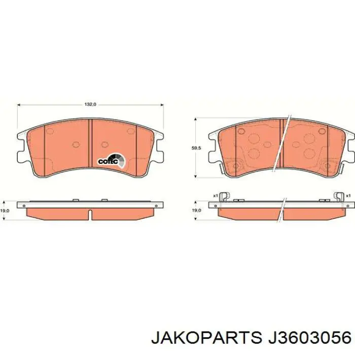 J3603056 Jakoparts pastillas de freno delanteras