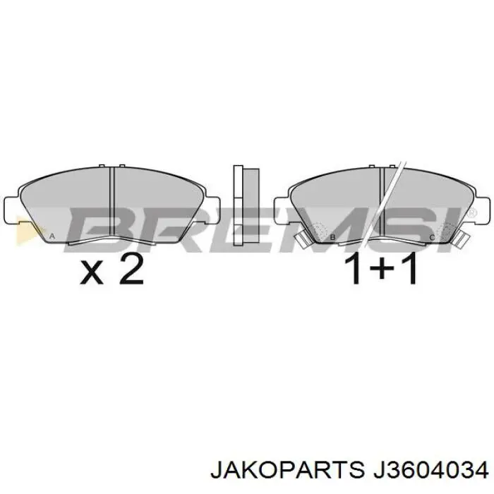 Pastillas de freno J3604034 Jakoparts