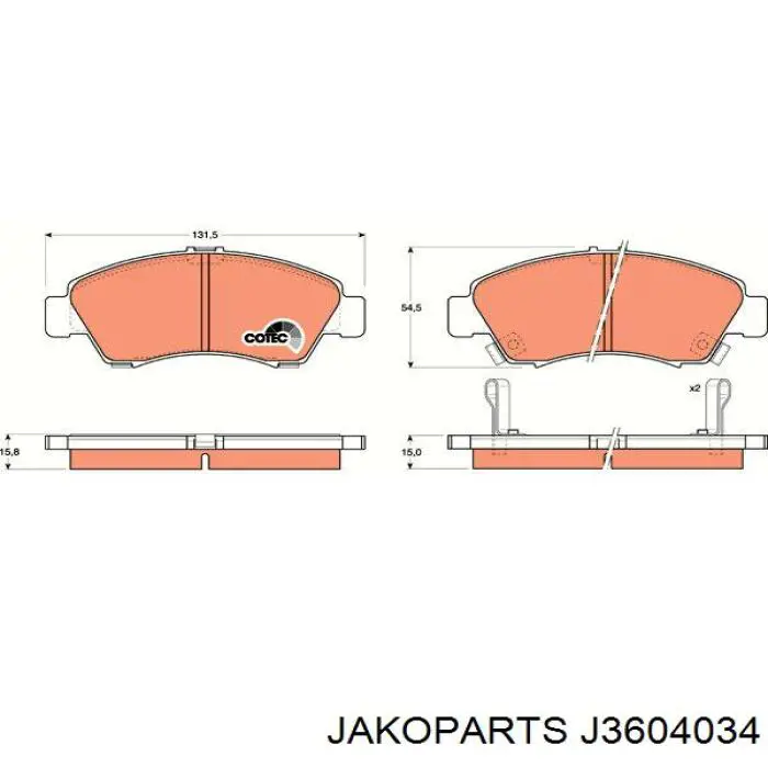 Pastillas de freno delanteras Jakoparts J3604034