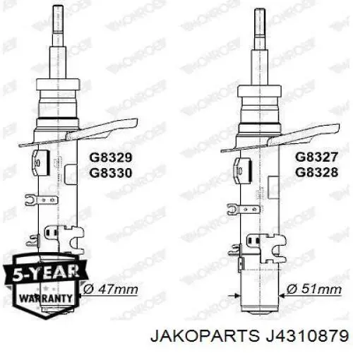 Amortiguador delantero derecho Jakoparts J4310879 precio, desde 61,15 EUR