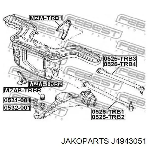 J4943051 Jakoparts brazo suspension trasero inferior izquierdo