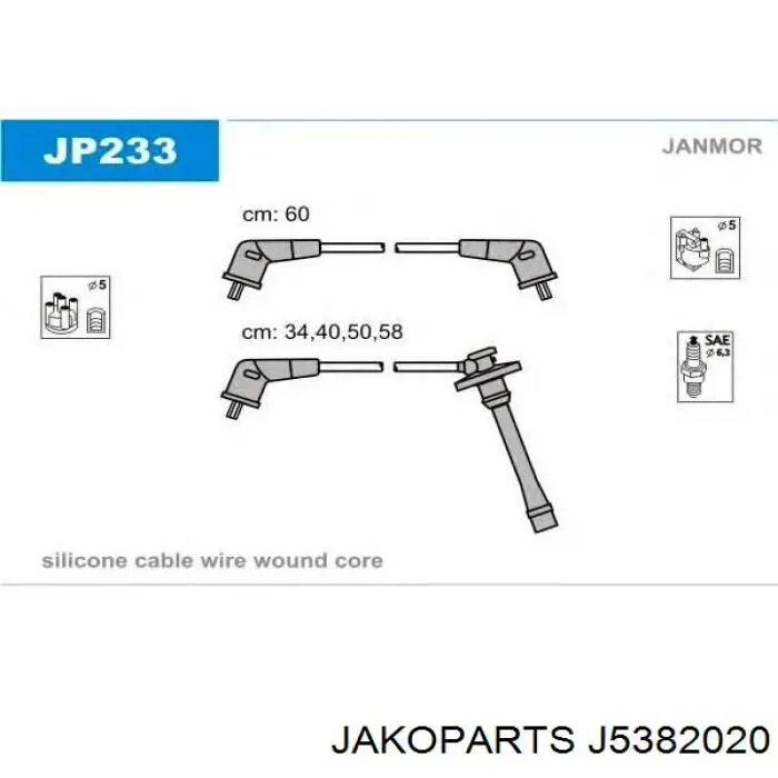J5382020 Jakoparts cables de bujías