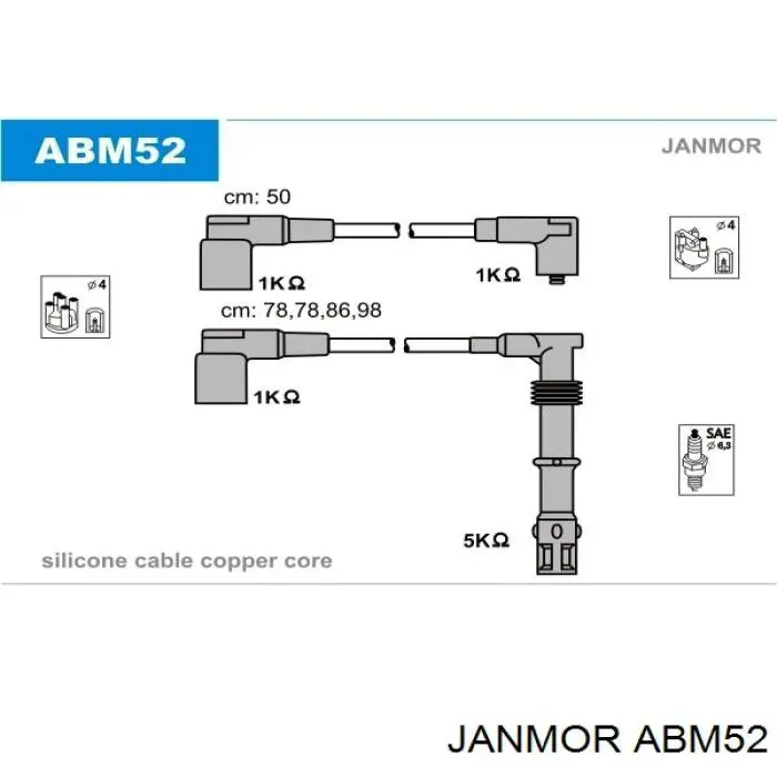 ABM52 Janmor juego de cables de encendido