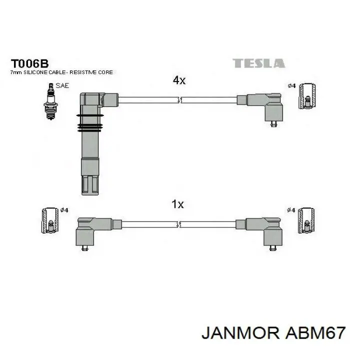 ABM67 Janmor juego de cables de encendido