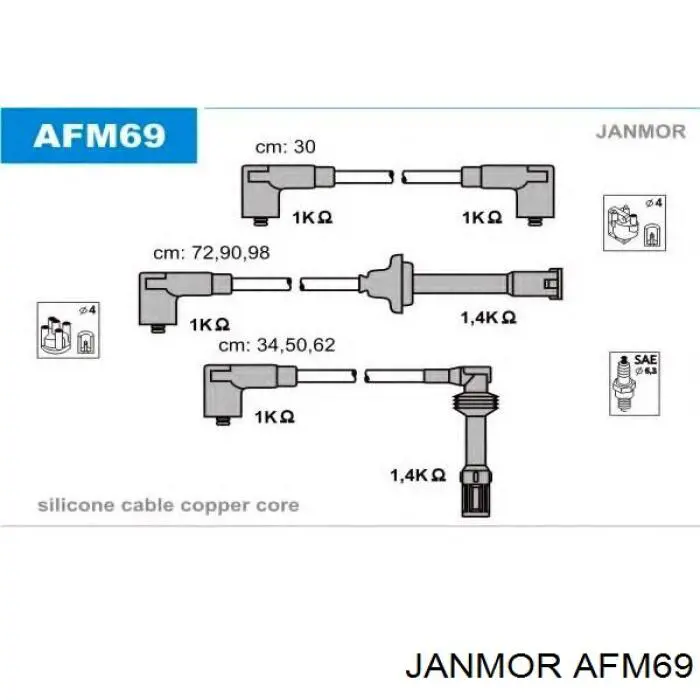 AFM69 Janmor juego de cables de encendido